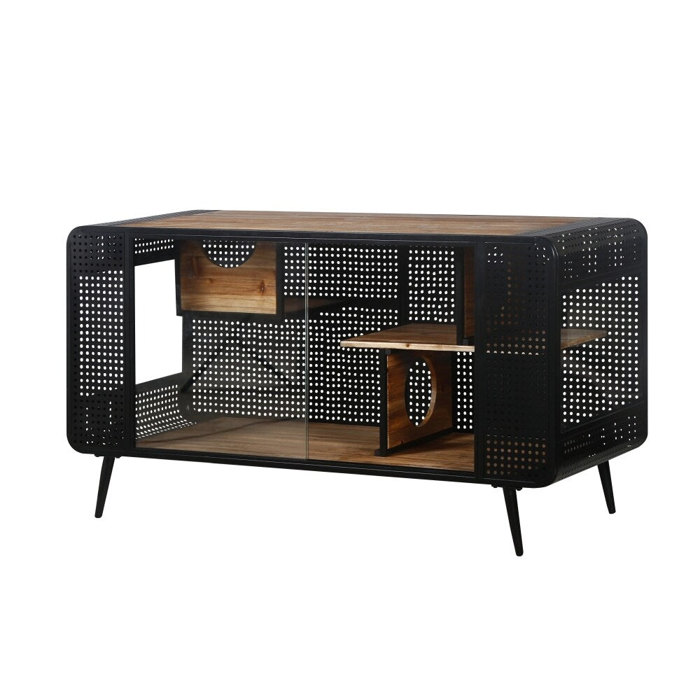 55.12 in Spacious Cat House Tabletop with Tempered Glass with Shelves