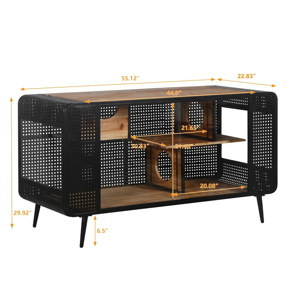 55.12 in Spacious Cat House Tabletop with Tempered Glass with Shelves