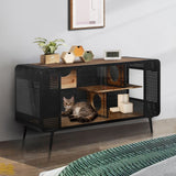 55.12 in Spacious Cat House Tabletop with Tempered Glass with Shelves