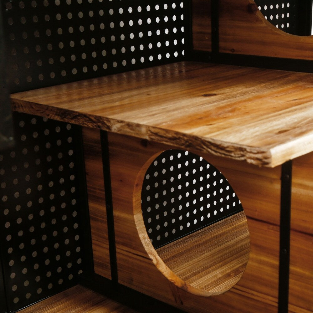 55.12 in Spacious Cat House Tabletop with Tempered Glass with Shelves