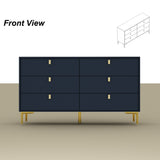 55.1"W 6-Drawer Double Dresser Black Gold Storage Cabinet Chest