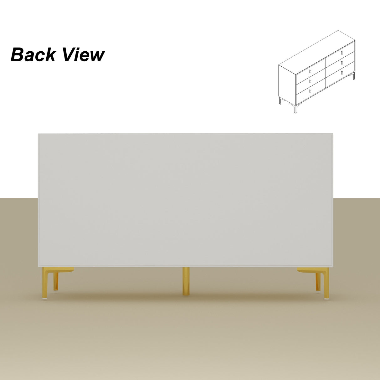 55.1"W 6-Drawer Double Dresser Black Gold Storage Cabinet Chest