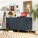 55.1"W 6-Drawer Double Dresser Black Gold Storage Cabinet Chest