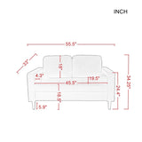 55.5" Loveseat Pillow Back Fabric Upholstered Sofa & Couches Design with Rubber Wood Legs Support and Back & Seat Removable