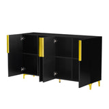 55" Sideboard Storage Cabinet with Adjustable Shelves, Glossy Finish