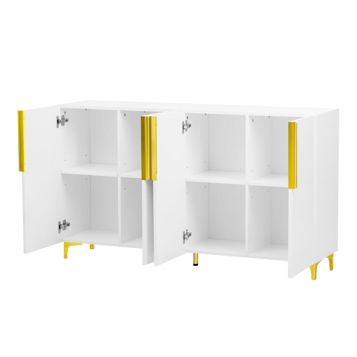 55" Sideboard Storage Cabinet with Adjustable Shelves, Glossy Finish