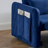 55" Modern Velvet Convertible Sofa Bed with 2 Removable Arm Pockets and 2 Pillows