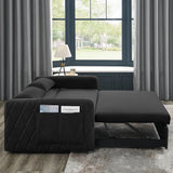 55" Modern Velvet Convertible Sofa Bed with 2 Removable Arm Pockets and 2 Pillows