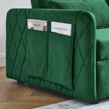 55" Modern Velvet Convertible Sofa Bed with 2 Removable Arm Pockets and 2 Pillows