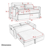 55" Modern Velvet Convertible Sofa Bed with 2 Removable Arm Pockets and 2 Pillows
