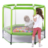 55" Safety Enclosure Net and Balls, Indoor Outdoor Trampoline for Kids