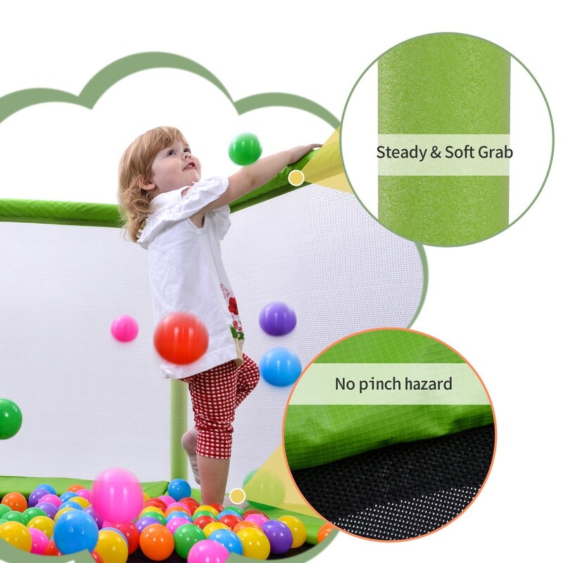 55" Safety Enclosure Net and Balls, Indoor Outdoor Trampoline for Kids