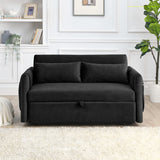 55"W Velvet Loveseat Sofa Bed with Pockets, Adjustable Backrest