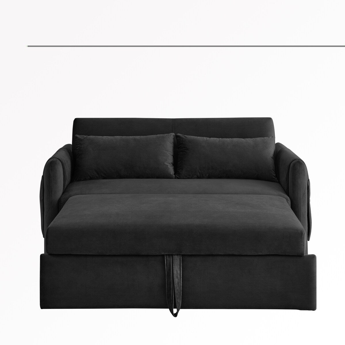 55"W Velvet Loveseat Sofa Bed with Pockets, Adjustable Backrest