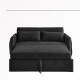 55"W Velvet Loveseat Sofa Bed with Pockets, Adjustable Backrest
