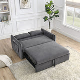 55"W Velvet Loveseat Sofa Bed with Pockets, Adjustable Backrest