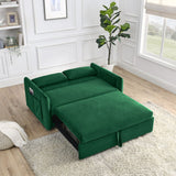 55"W Velvet Loveseat Sofa Bed with Pockets, Adjustable Backrest