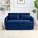 55"W Velvet Loveseat Sofa Bed with Pockets, Adjustable Backrest