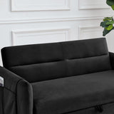 55"W Velvet Loveseat Sofa Bed with Pockets, Adjustable Backrest