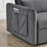 55"W Velvet Loveseat Sofa Bed with Pockets, Adjustable Backrest