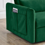 55"W Velvet Loveseat Sofa Bed with Pockets, Adjustable Backrest