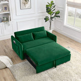 55"W Velvet Loveseat Sofa Bed with Pockets, Adjustable Backrest