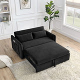 55"W Velvet Loveseat Sofa Bed with Pockets, Adjustable Backrest