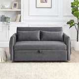 55"W Velvet Loveseat Sofa Bed with Pockets, Adjustable Backrest
