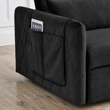 55"W Velvet Loveseat Sofa Bed with Pockets, Adjustable Backrest