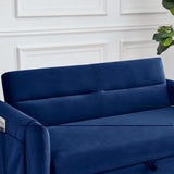 55"W Velvet Loveseat Sofa Bed with Pockets, Adjustable Backrest