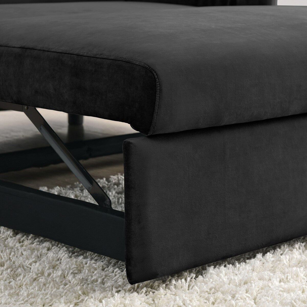 55"W Velvet Loveseat Sofa Bed with Pockets, Adjustable Backrest