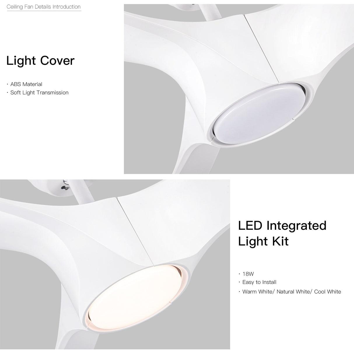 56 in. Matte White Indoor Ceiling Fan with Integrated LED Light Kit and Remote Control - 56 INCHES