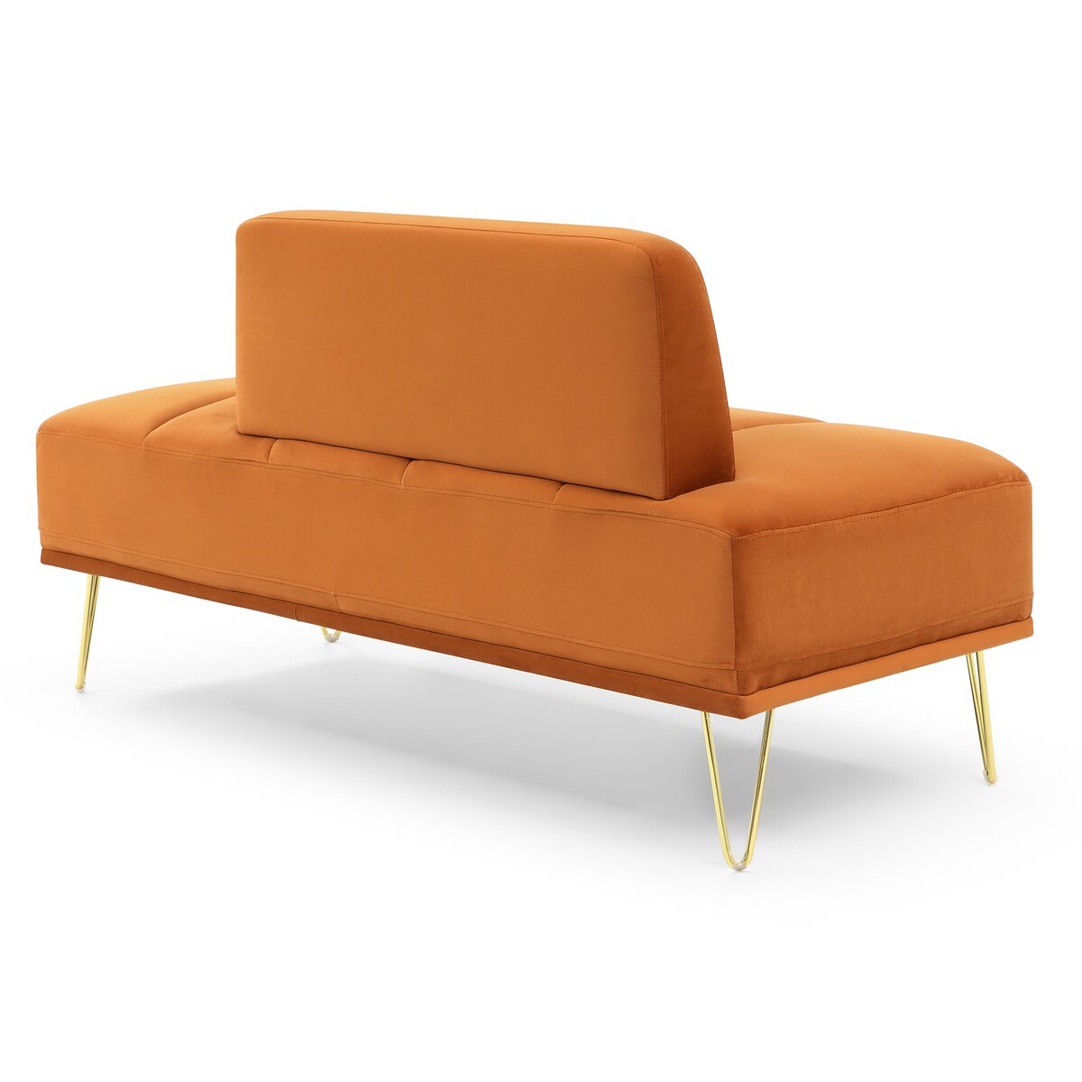 56.3" Width End of Bed Bench,Velvet Fabric Upholstered 2 Seater Sofa Entryway Ottoman Bench, Sofa Stool Footrest with Metal Legs