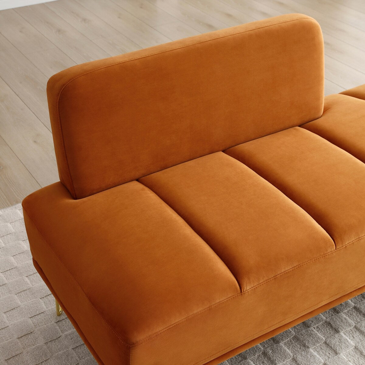 56.3" Width End of Bed Bench,Velvet Fabric Upholstered 2 Seater Sofa Entryway Ottoman Bench, Sofa Stool Footrest with Metal Legs