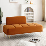 56.3" Width End of Bed Bench,Velvet Fabric Upholstered 2 Seater Sofa Entryway Ottoman Bench, Sofa Stool Footrest with Metal Legs