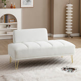 56.3" Width End of Bed Bench,Velvet Fabric Upholstered 2 Seater Sofa Entryway Ottoman Bench, Sofa Stool Footrest with Metal Legs