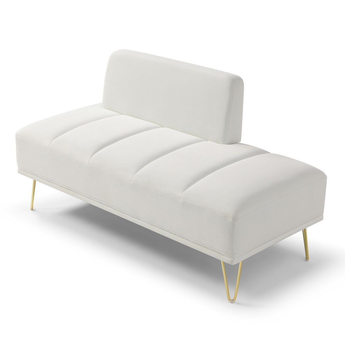 56.3" Width End of Bed Bench,Velvet Fabric Upholstered 2 Seater Sofa Entryway Ottoman Bench, Sofa Stool Footrest with Metal Legs