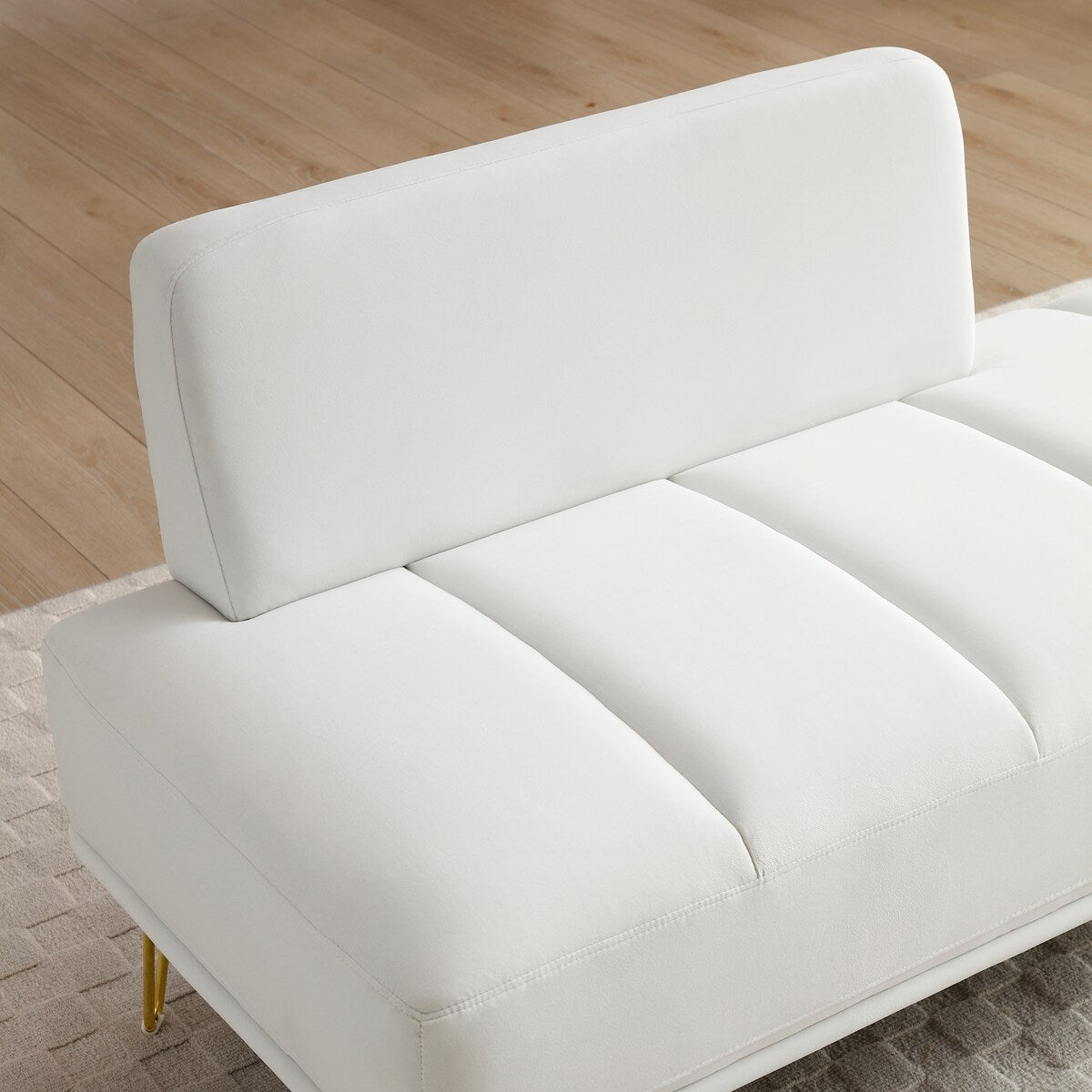 56.3" Width End of Bed Bench,Velvet Fabric Upholstered 2 Seater Sofa Entryway Ottoman Bench, Sofa Stool Footrest with Metal Legs