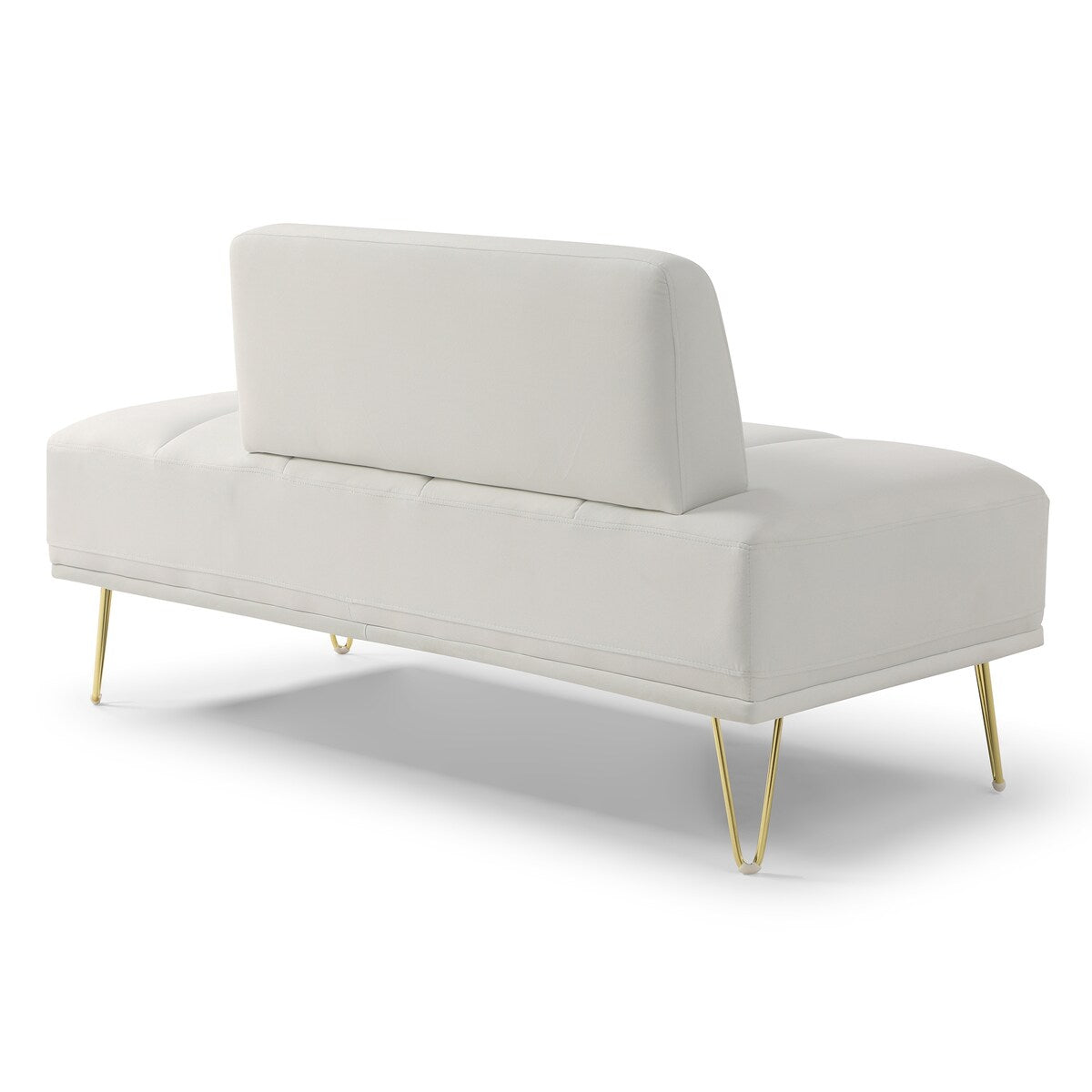 56.3" Width End of Bed Bench,Velvet Fabric Upholstered 2 Seater Sofa Entryway Ottoman Bench, Sofa Stool Footrest with Metal Legs