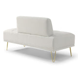 56.3" Width End of Bed Bench,Velvet Fabric Upholstered 2 Seater Sofa Entryway Ottoman Bench, Sofa Stool Footrest with Metal Legs