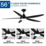 56" Ceiling Fan Light with Remote Control