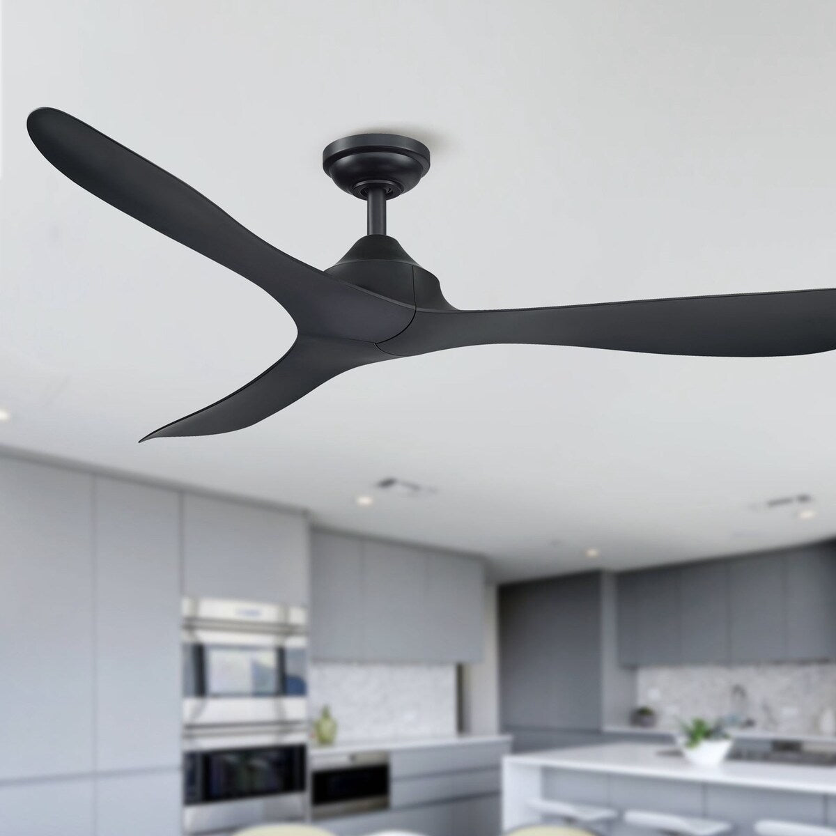 56" Modern Black 3-Blade Propeller DC Ceiling Fan with Remote