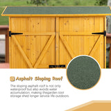 56"L x 19.5"W x 64"H Outdoor Storage Shed with Lockable Door, Wooden Tool Storage Shed w/Detachable Shelves & Pitch Roof