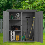 56"L x 19.5"W x 64"H Outdoor Storage Shed with Lockable Door, Wooden Tool Storage Shed w/Detachable Shelves & Pitch Roof