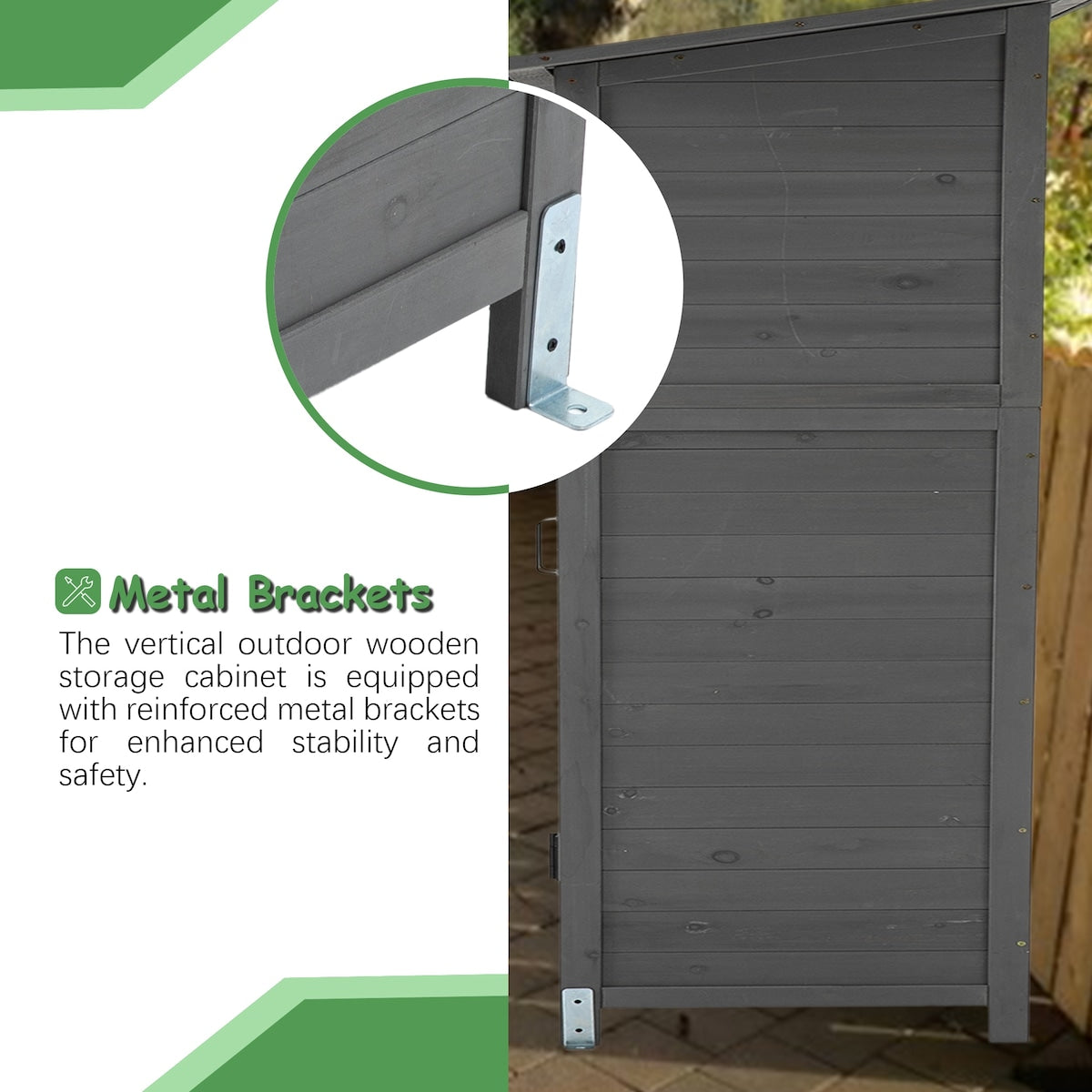 56"L x 19.5"W x 64"H Outdoor Storage Shed with Lockable Door, Wooden Tool Storage Shed w/Detachable Shelves & Pitch Roof