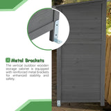 56"L x 19.5"W x 64"H Outdoor Storage Shed with Lockable Door, Wooden Tool Storage Shed w/Detachable Shelves & Pitch Roof
