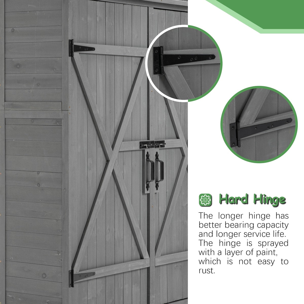 56"L x 19.5"W x 64"H Outdoor Storage Shed with Lockable Door, Wooden Tool Storage Shed w/Detachable Shelves & Pitch Roof