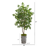 57" Oak Artificial Tree in Vintage Metal Planter