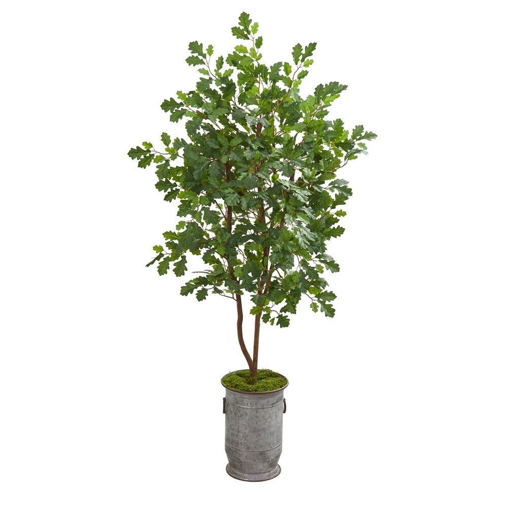 57" Oak Artificial Tree in Vintage Metal Planter