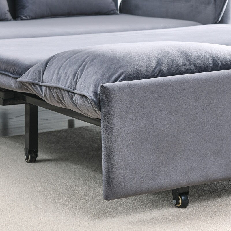 57" Modern Convertible Sofa Bed, Velvet Upholstered Loveseat Sofa